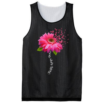 Faith Hope Love Pink Ribbon Daisy Flower Breast Cancer Mesh Reversible Basketball Jersey Tank