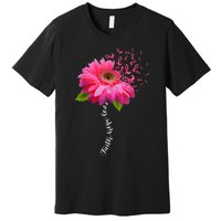 Faith Hope Love Pink Ribbon Daisy Flower Breast Cancer Premium T-Shirt