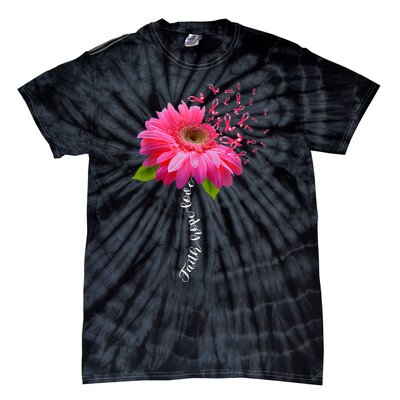 Faith Hope Love Pink Ribbon Daisy Flower Breast Cancer Tie-Dye T-Shirt