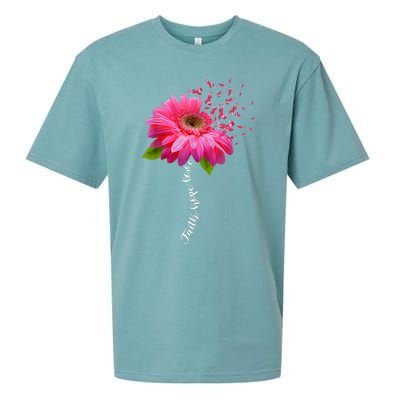 Faith Hope Love Pink Ribbon Daisy Flower Breast Cancer Sueded Cloud Jersey T-Shirt