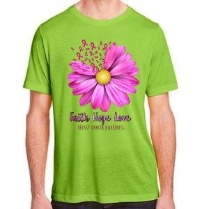 Faith Hope Love Breast Cancer Awareness Ribbon Floral Adult ChromaSoft Performance T-Shirt