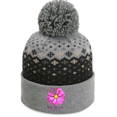 Faith Hope Love Breast Cancer Awareness Ribbon Floral The Baniff Cuffed Pom Beanie