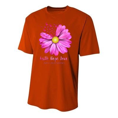 Faith Hope Love Breast Cancer Awareness Ribbon Floral Youth Performance Sprint T-Shirt