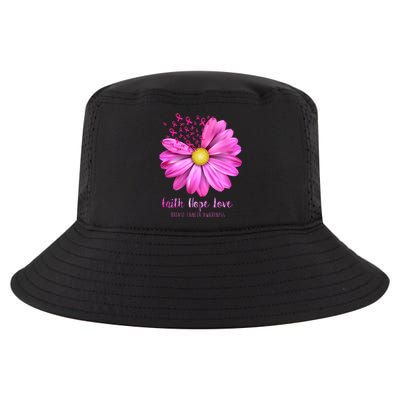 Faith Hope Love Breast Cancer Awareness Ribbon Floral Cool Comfort Performance Bucket Hat