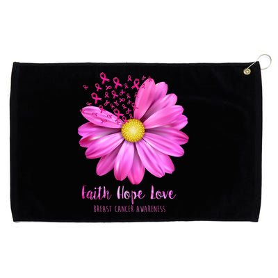 Faith Hope Love Breast Cancer Awareness Ribbon Floral Grommeted Golf Towel