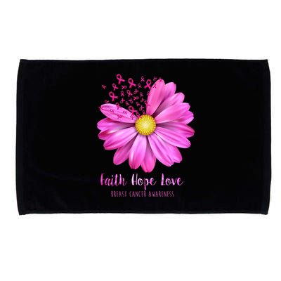 Faith Hope Love Breast Cancer Awareness Ribbon Floral Microfiber Hand Towel