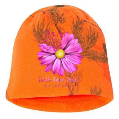 Faith Hope Love Breast Cancer Awareness Ribbon Floral Kati - Camo Knit Beanie