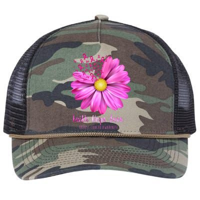 Faith Hope Love Breast Cancer Awareness Ribbon Floral Retro Rope Trucker Hat Cap