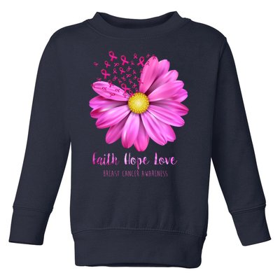 Faith Hope Love Breast Cancer Awareness Ribbon Floral Toddler Sweatshirt