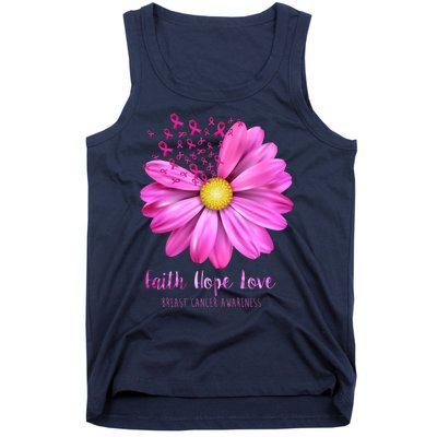 Faith Hope Love Breast Cancer Awareness Ribbon Floral Tank Top