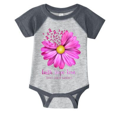 Faith Hope Love Breast Cancer Awareness Ribbon Floral Infant Baby Jersey Bodysuit