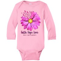 Faith Hope Love Breast Cancer Awareness Ribbon Floral Baby Long Sleeve Bodysuit