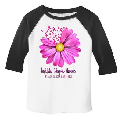 Faith Hope Love Breast Cancer Awareness Ribbon Floral Toddler Fine Jersey T-Shirt