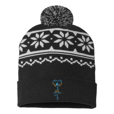 Faith Hope Love I Love You Sign Language Deaf Mute USA-Made Snowflake Beanie