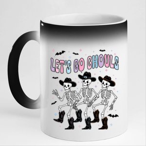 Funny Halloween Lets Go Ghouls Dancing Skeleton Ghost Outfit 11oz Black Color Changing Mug