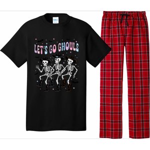 Funny Halloween Lets Go Ghouls Dancing Skeleton Ghost Outfit Pajama Set