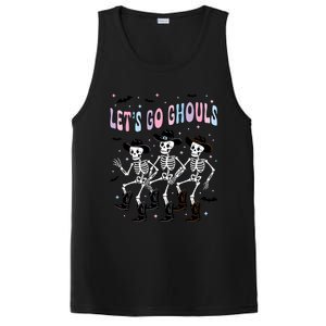 Funny Halloween Lets Go Ghouls Dancing Skeleton Ghost Outfit PosiCharge Competitor Tank