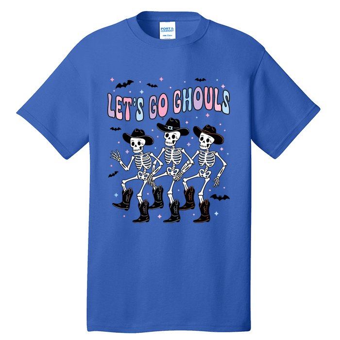 Funny Halloween Lets Go Ghouls Dancing Skeleton Ghost Outfit Tall T-Shirt