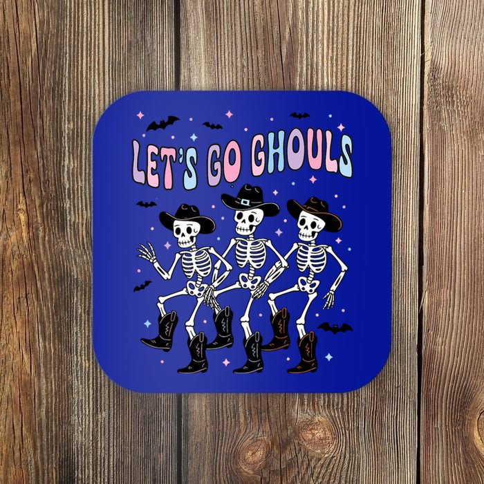 Funny Halloween Lets Go Ghouls Dancing Skeleton Ghost Outfit Coaster