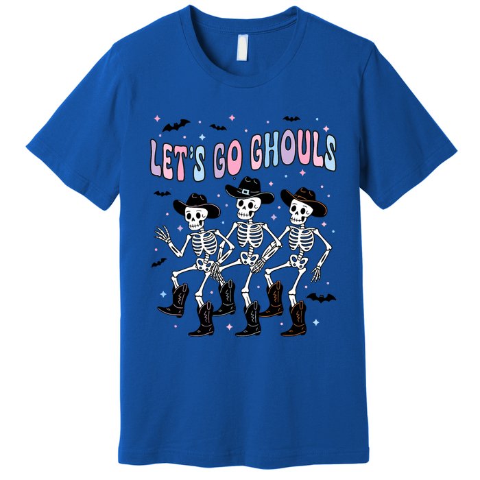 Funny Halloween Lets Go Ghouls Dancing Skeleton Ghost Outfit Premium T-Shirt