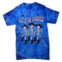 Funny Halloween Lets Go Ghouls Dancing Skeleton Ghost Outfit Tie-Dye T-Shirt