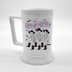 Funny Halloween Lets Go Ghouls Dancing Skeleton Ghost Outfit Beer Stein