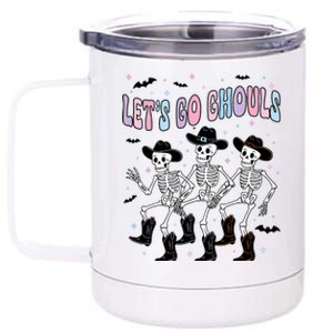 Funny Halloween Lets Go Ghouls Dancing Skeleton Ghost Outfit 12 oz Stainless Steel Tumbler Cup