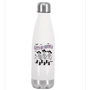 Funny Halloween Lets Go Ghouls Dancing Skeleton Ghost Outfit Stainless Steel Insulated Water Bottle