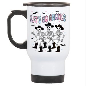 Funny Halloween Lets Go Ghouls Dancing Skeleton Ghost Outfit Stainless Steel Travel Mug