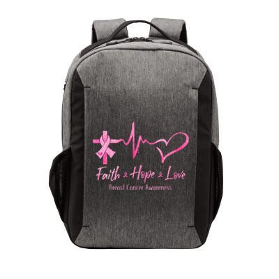 Faith Hope Love Breast Cancer Awareness Ribbon Heartbeat Vector Backpack