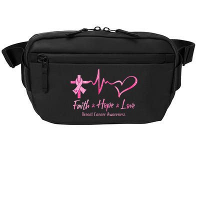 Faith Hope Love Breast Cancer Awareness Ribbon Heartbeat Crossbody Pack