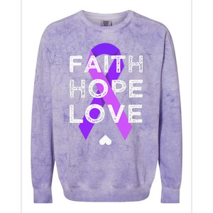 Faith Hope Love Purple Ribbon Testicular Cancer Awareness Colorblast Crewneck Sweatshirt