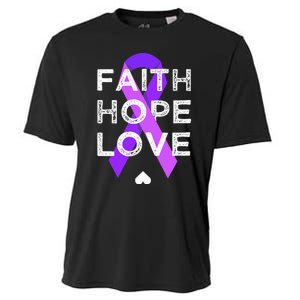 Faith Hope Love Purple Ribbon Testicular Cancer Awareness Cooling Performance Crew T-Shirt