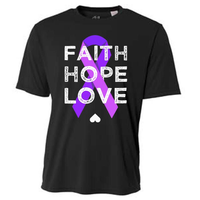 Faith Hope Love Purple Ribbon Testicular Cancer Awareness Cooling Performance Crew T-Shirt