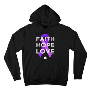 Faith Hope Love Purple Ribbon Testicular Cancer Awareness Hoodie