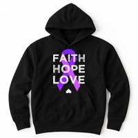 Faith Hope Love Purple Ribbon Testicular Cancer Awareness Hoodie