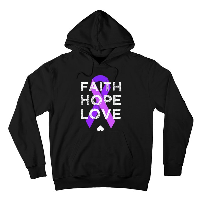 Faith Hope Love Purple Ribbon Testicular Cancer Awareness Hoodie