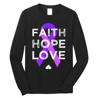 Faith Hope Love Purple Ribbon Testicular Cancer Awareness Long Sleeve Shirt