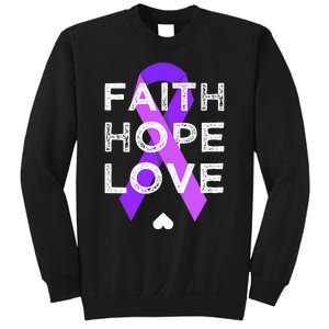 Faith Hope Love Purple Ribbon Testicular Cancer Awareness Sweatshirt