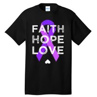 Faith Hope Love Purple Ribbon Testicular Cancer Awareness Tall T-Shirt