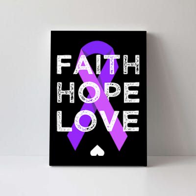 Faith Hope Love Purple Ribbon Testicular Cancer Awareness Canvas