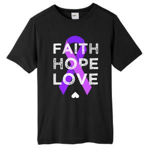 Faith Hope Love Purple Ribbon Testicular Cancer Awareness Tall Fusion ChromaSoft Performance T-Shirt