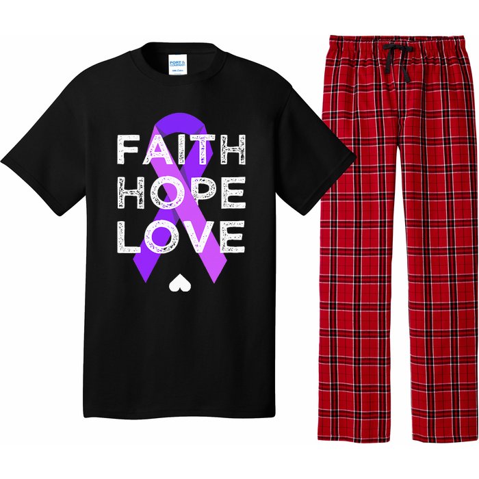 Faith Hope Love Purple Ribbon Testicular Cancer Awareness Pajama Set