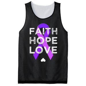 Faith Hope Love Purple Ribbon Testicular Cancer Awareness Mesh Reversible Basketball Jersey Tank