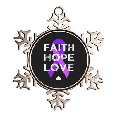 Faith Hope Love Purple Ribbon Testicular Cancer Awareness Metallic Star Ornament