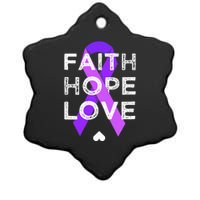 Faith Hope Love Purple Ribbon Testicular Cancer Awareness Ceramic Star Ornament