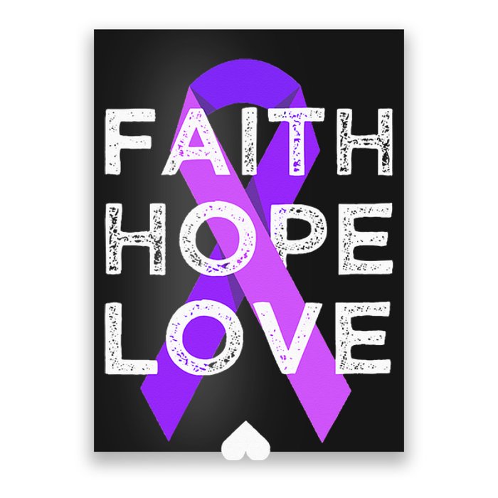 Faith Hope Love Purple Ribbon Testicular Cancer Awareness Poster