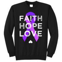 Faith Hope Love Purple Ribbon Testicular Cancer Awareness Tall Sweatshirt