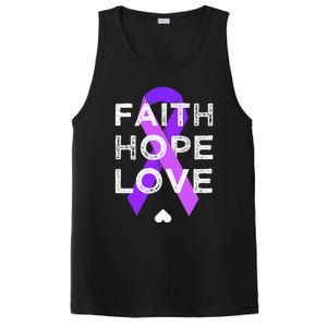 Faith Hope Love Purple Ribbon Testicular Cancer Awareness PosiCharge Competitor Tank