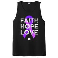 Faith Hope Love Purple Ribbon Testicular Cancer Awareness PosiCharge Competitor Tank